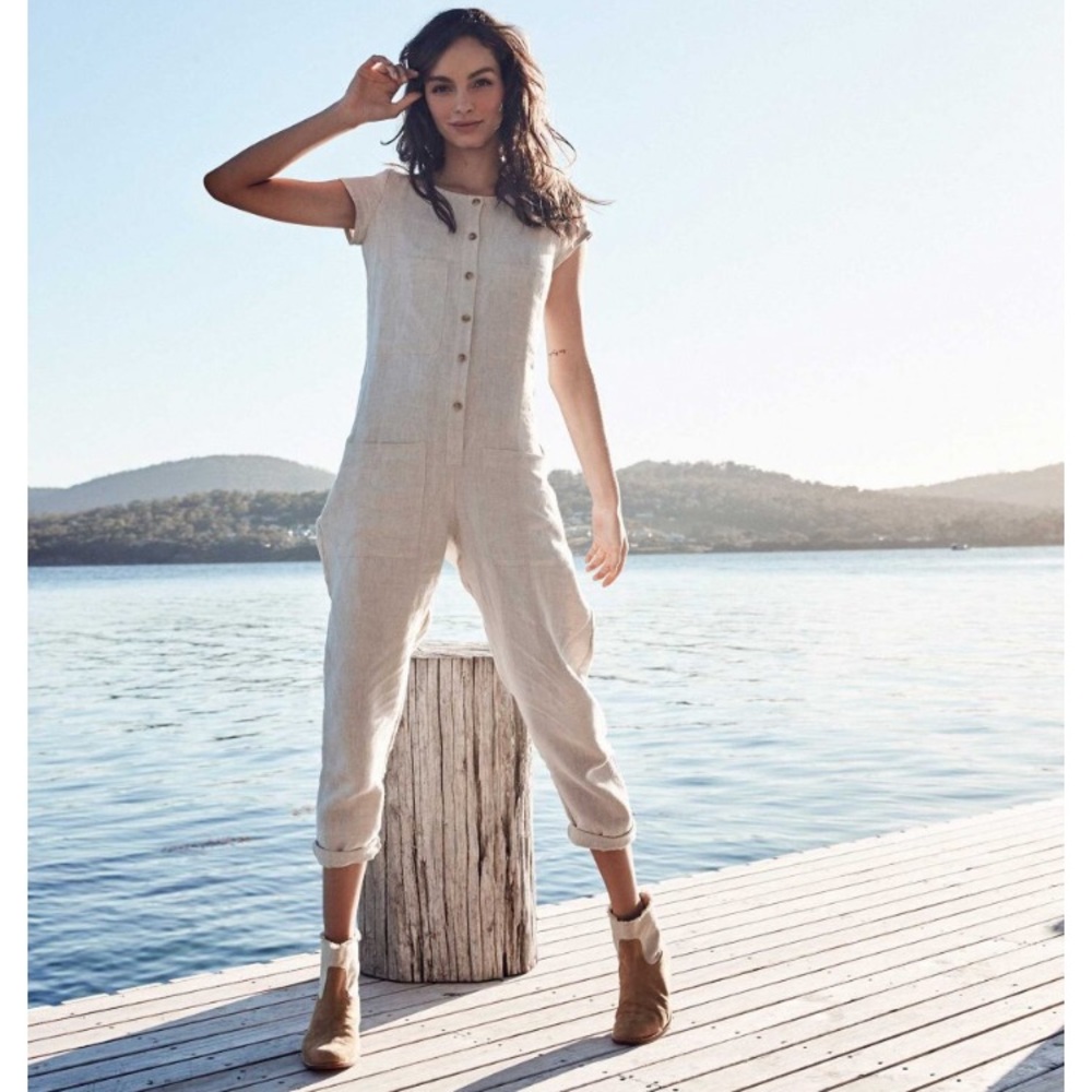 ROWIE THE LABEL Stone Jumpsuit Linen Size XS